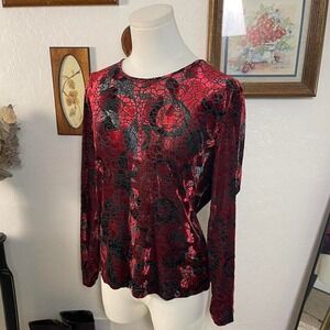 2000s‎ Vampy Whimsigoth Burnout Velvet Long Sleeve Top